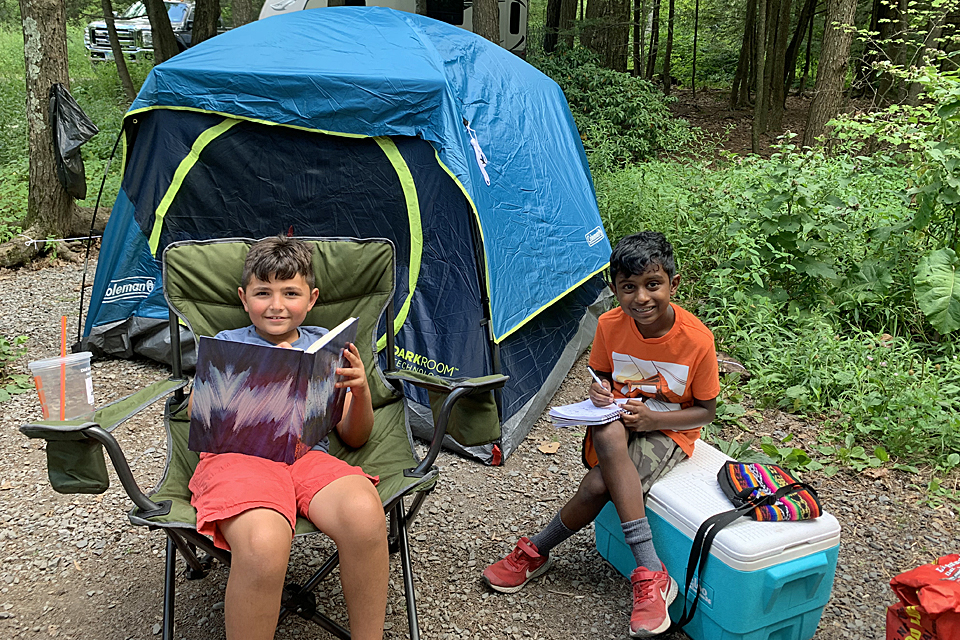 Camping at North-South Lake is an all-ages pleaser, with entertainment, safe room to roam, and creature comforts like bathrooms on-site.